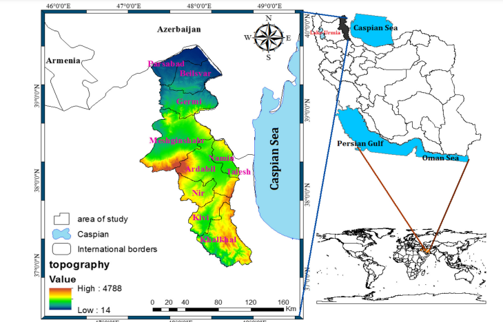شکل 1 نقشه منطقه مورد مطالعه در کشور