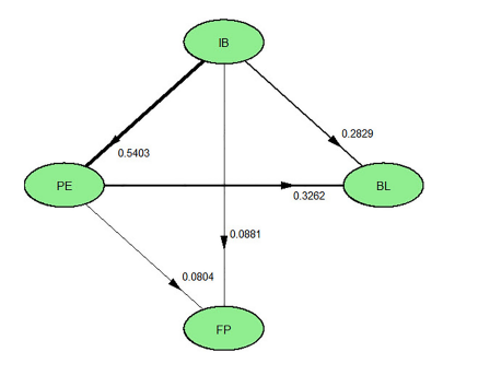 شکل 3. خروجی PLSPM برای SEM